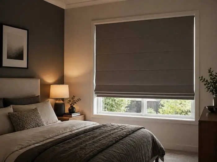 blockout roman blinds bedroom