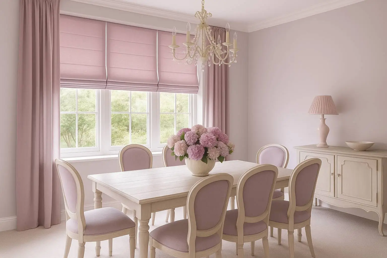 Roman Blinds in Dining Room