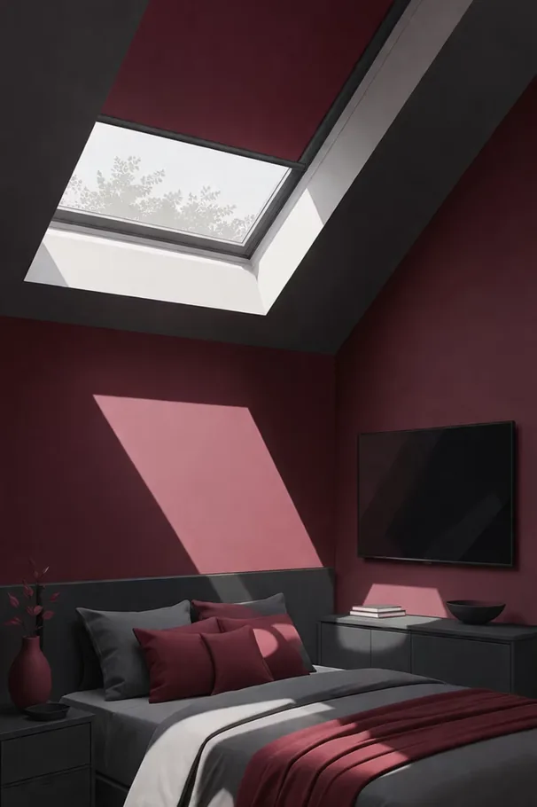 An interior scene emphasising privacy around skylight windows.