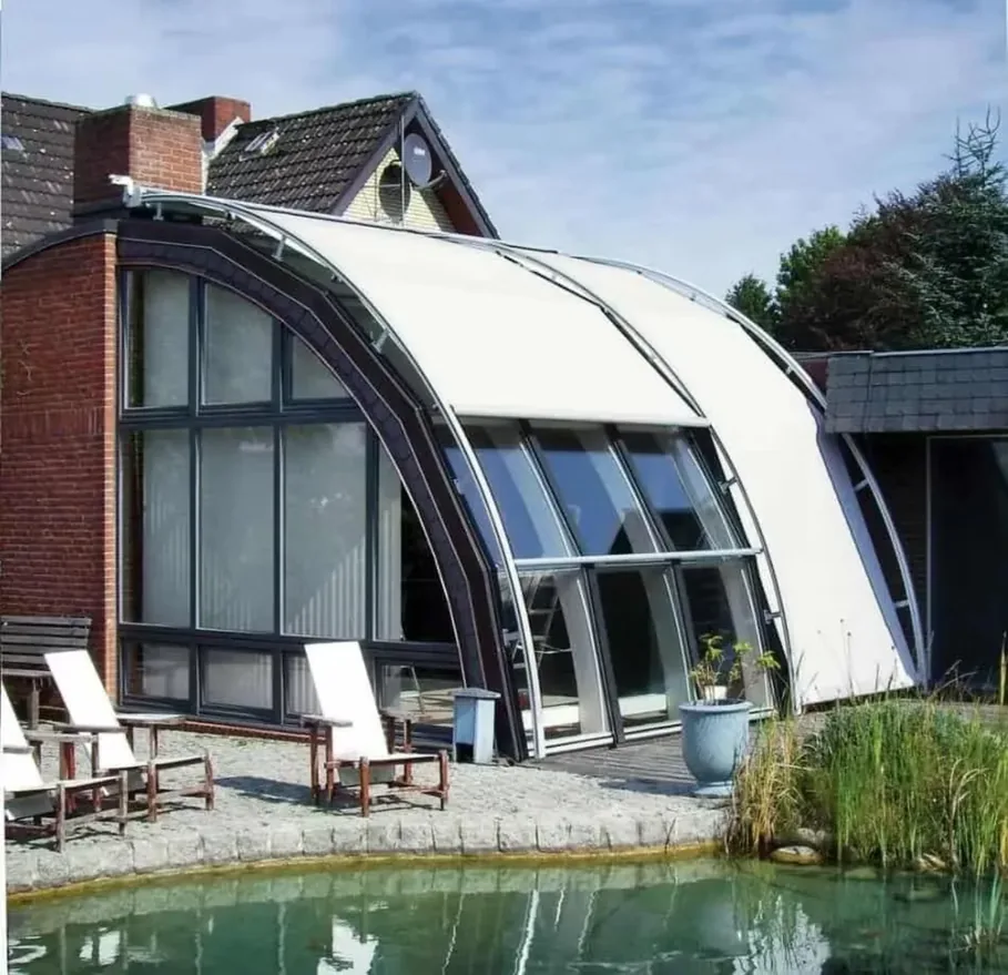 Outdoor skylight blind over a bright residential skylight.